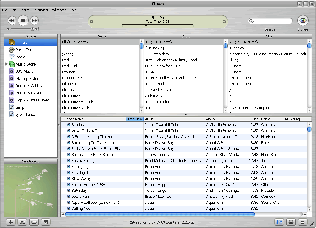 iTunes 4 for Windows with Expanded Genre, Artist, and Album (2003)